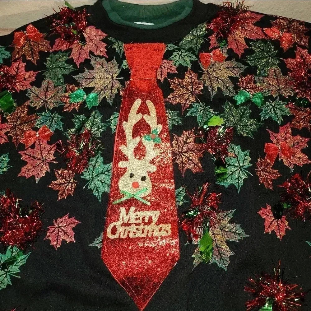 1 of a kind Custom Handmade Ugly Christmas Sweater Womens XL XXL or Men's L - Picture 2 of 7